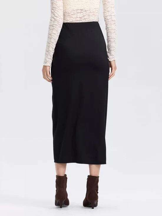 a new day Black Side-Slit Maxi Skirt with Gathering Size S - Picture 2 of 3